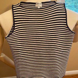 ARMANI COLLEZIONI SOFT TANK IN NAVY STRIPES SIZE 6